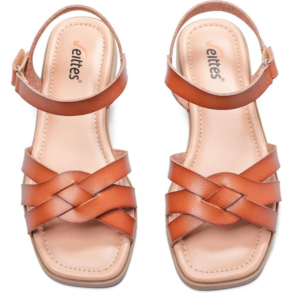 Women's Light Brown Flat Slide Sandals Casual Simple Strappy Slip On Shoes